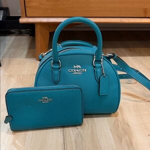 Coach Turquoise Satchel and Wallet Set
